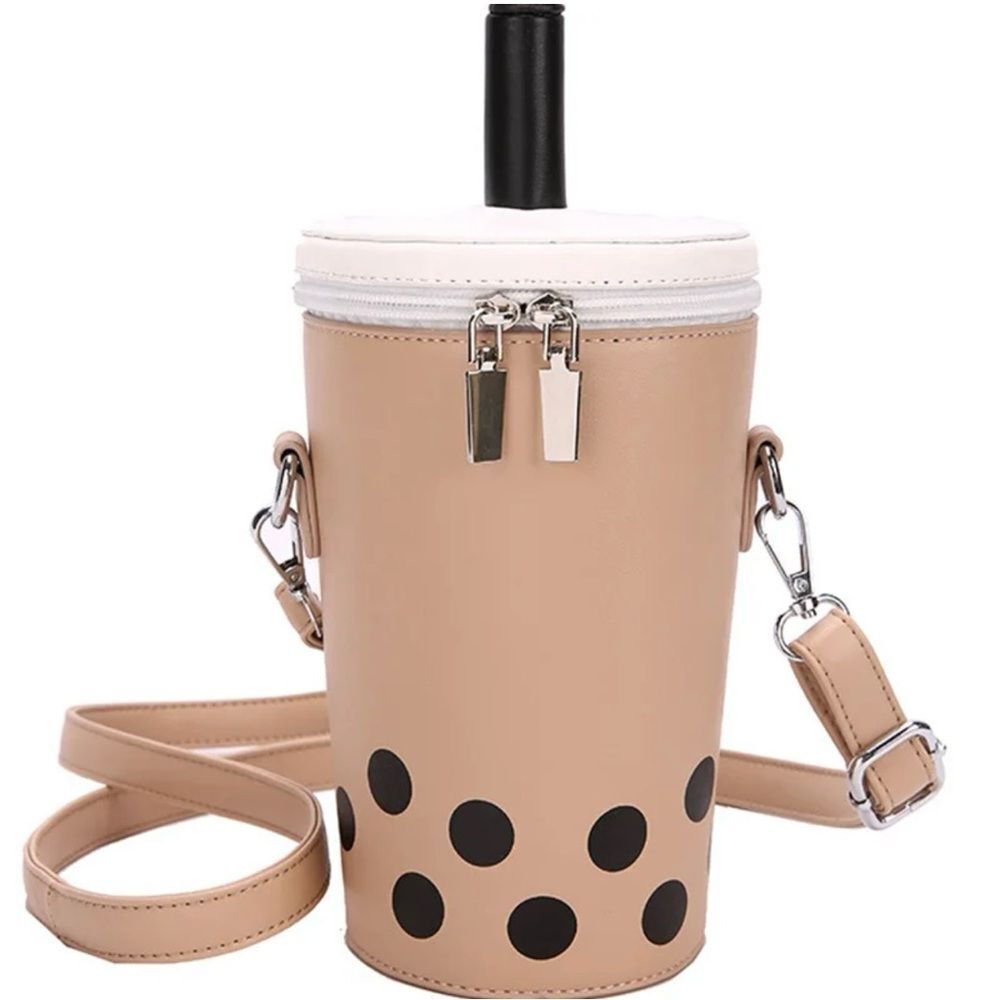 Cute Classic Mocha Bubble Milk Tea Cup Shaped Crossbody Bags Women Novelty